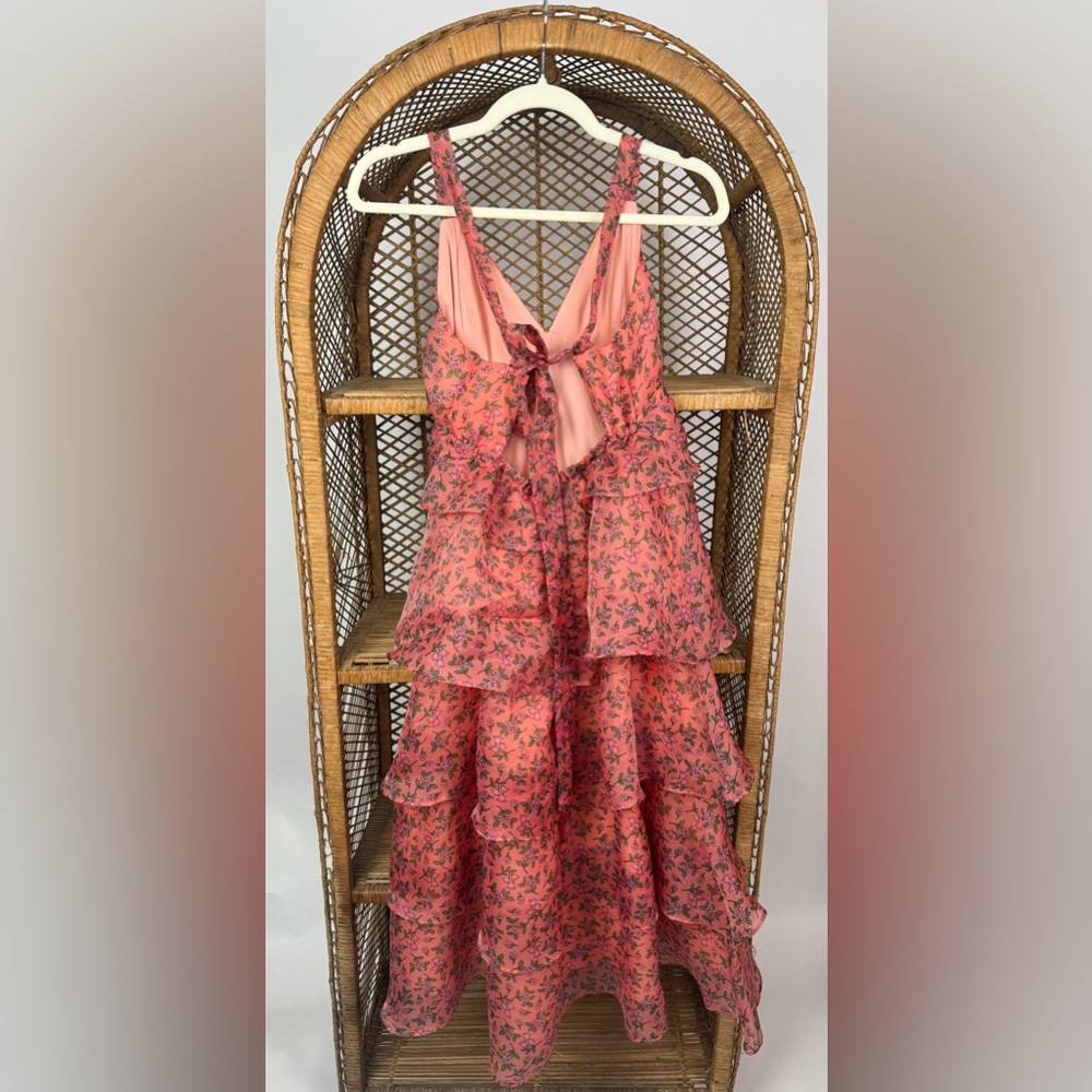 Lost + Wander Venus Rising Floral Tiered Midi Dress Pink Size M EUC - Picture 4 of 5